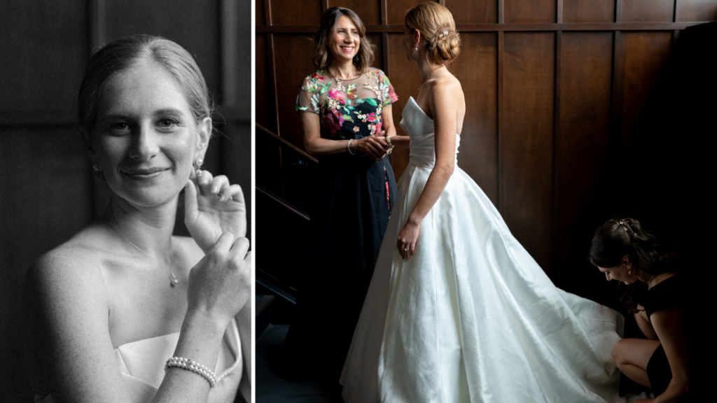 A bride and her mom getting dressed at District Winery in DC 