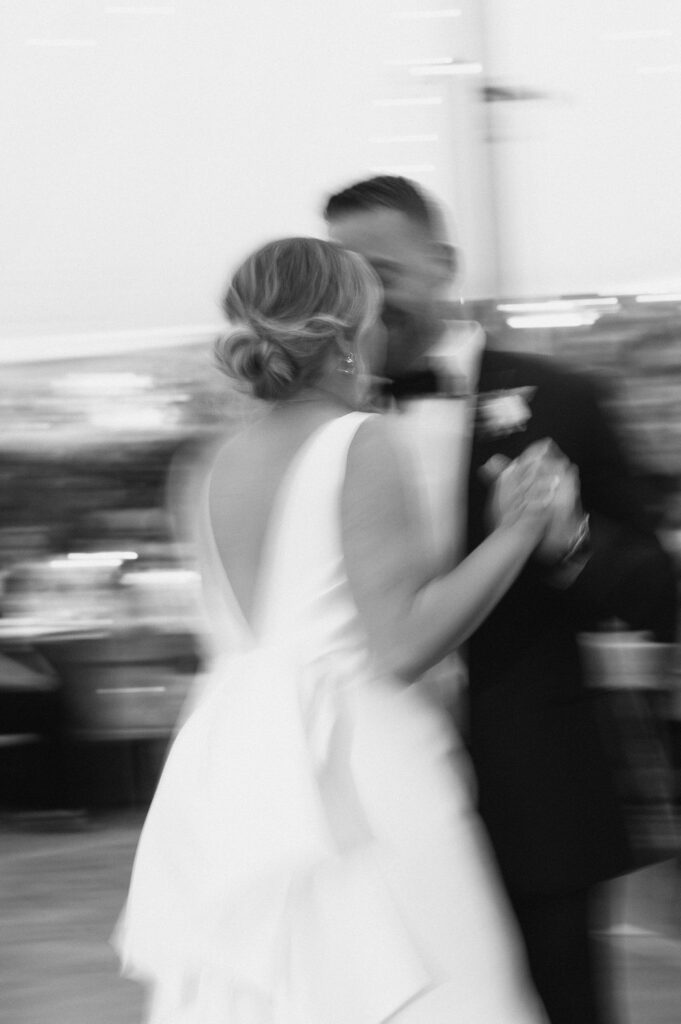 first dance black and white wedding photo 